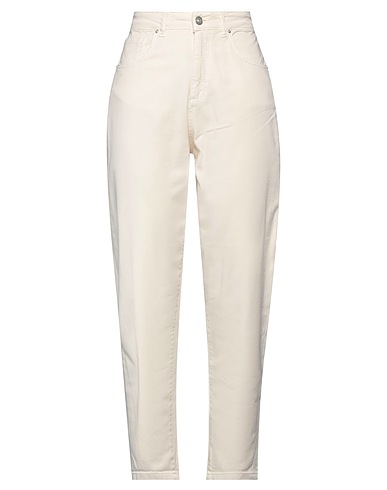 NOIR AND BLEU Casual trouser Ivory 97% Cotton, 3% Elastane