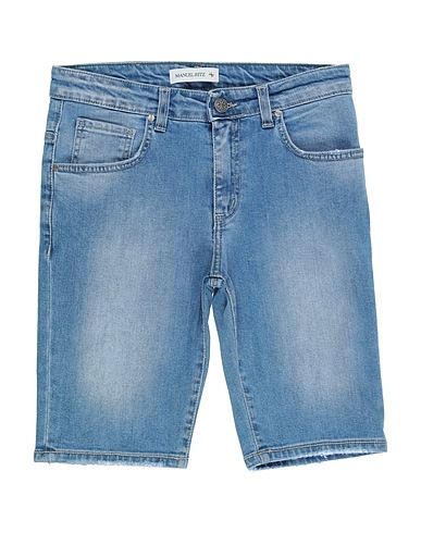 MANUEL RITZ Denim shorts Blue 98% Cotton, 2% Elastane