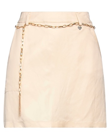 PLEASE Mini skirt Beige 77% Viscose, 23% Linen