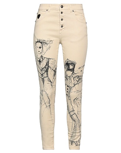 JOHN RICHMOND Denim trousers Beige 98% Cotton, 2% Elastane