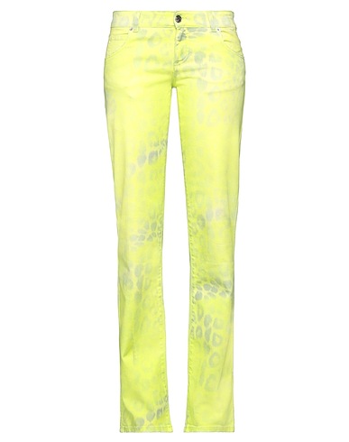 BLUMARINE Denim trousers Lime green 98% Cotton, 2% Elastane