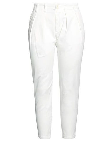 (+) PEOPLE Pantalone Bianco 98% Cotone, 2% Elastan