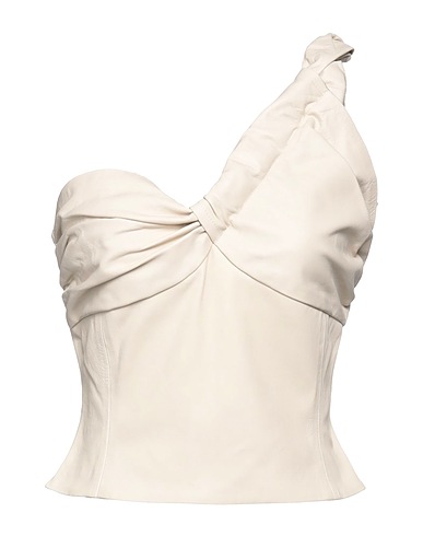 THE MANNEI Top asymétrique Ivoire 100% Cuir, Coton, Élasthanne, Résine