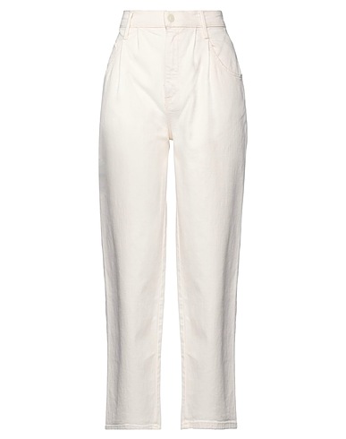 MOTHER Denim trousers Ivory 98% Cotton, 2% Elastane