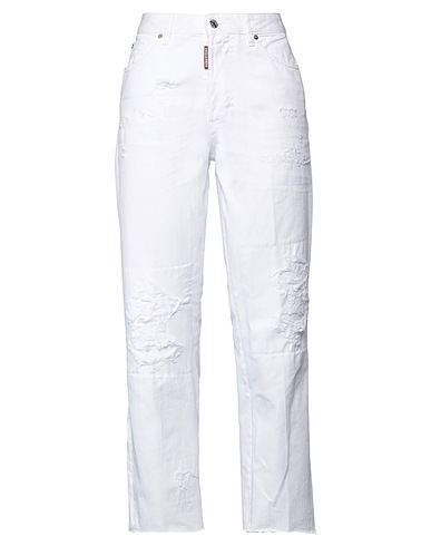 DSQUARED2 Denim trousers White 100% Cotton, Elastane