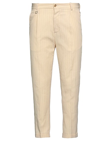 PAOLO PECORA Casual pants Beige 99% Cotton, 1% Elastane