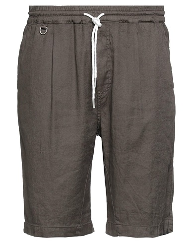 PAOLO PECORA Shorts & Bermuda Dark brown 57% Linen, 41% Cotton, 2% Elastane