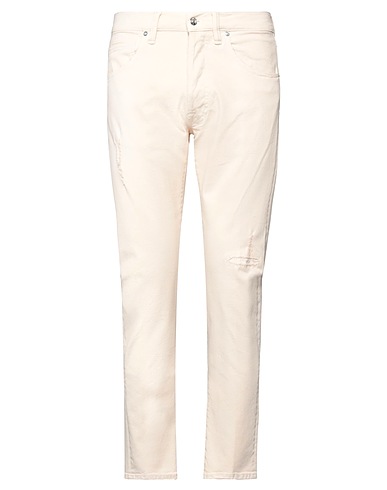NINE IN THE MORNING Denim trousers Ivory 99% Cotton, 1% Elastane