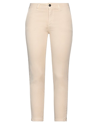 PAOLA ARAGONE Casual trouser Ivory 98% Cotton, 2% Elastane