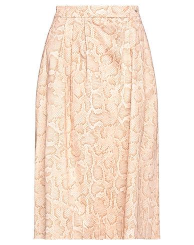 ELISABETTA FRANCHI Midi skirt Beige 97% Cotton, 3% Elastane