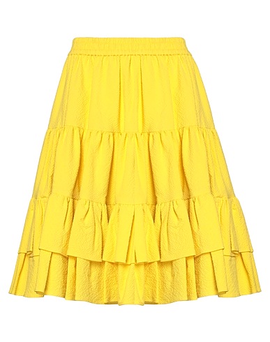 MSGM Midi skirt Yellow 97% Cotton, 3% Elastane