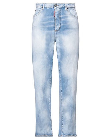 DSQUARED2 Denim trousers Blue 99% Cotton, 1% Elastane, Bovine leather