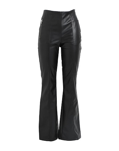 VILA Casual pants Black 100% Polyester, Polyurethane coated