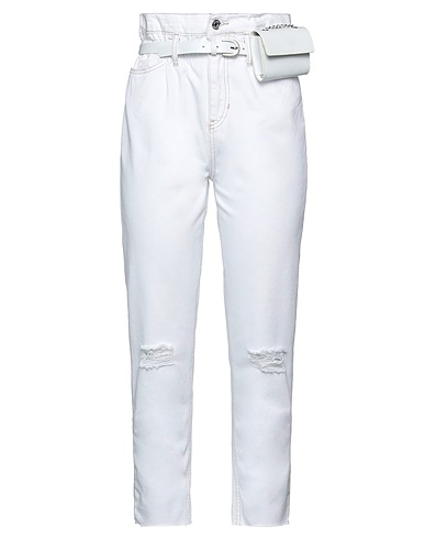 LIU •JO Denim trousers White 100% Cotton