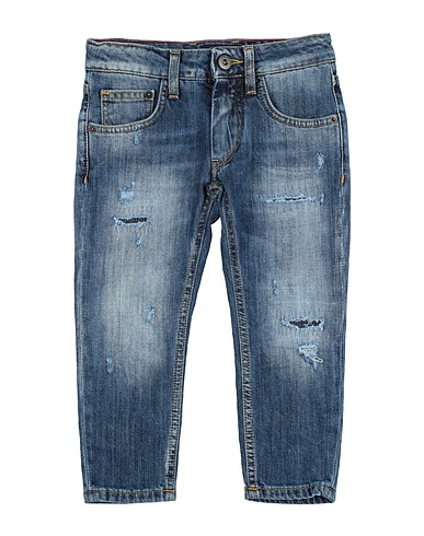 HEROS Denim pants Blue Cotton, Elastane
