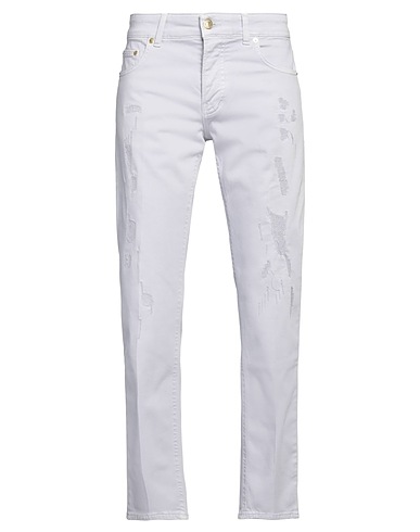 ENTRE AMIS Denim trousers Lilac 99% Cotton, 1% Elastane