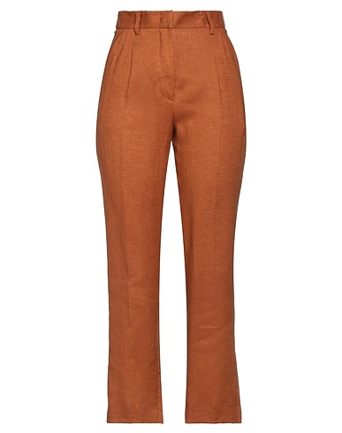 MANUEL RITZ Casual pants Brown 100% Linen