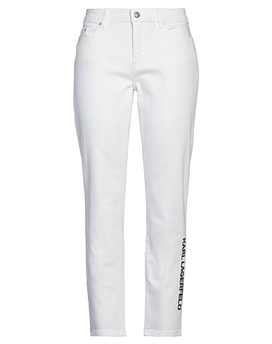 KARL LAGERFELD Denim trousers White 59% Organic cotton, 40% Cotton, 1% Elastane