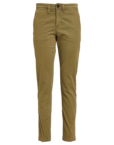 GAUDÌ Casual pants Military green 98% Cotton, 2% Elastane