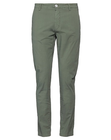 AGLINI Casual pants Military green 98% Cotton, 2% Elastane