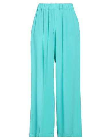 SEMICOUTURE Casual trouser Turquoise 69% Acetate, 31% Silk