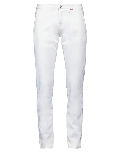 MANUEL RITZ Denim trousers White 97% Cotton, 3% Elastane