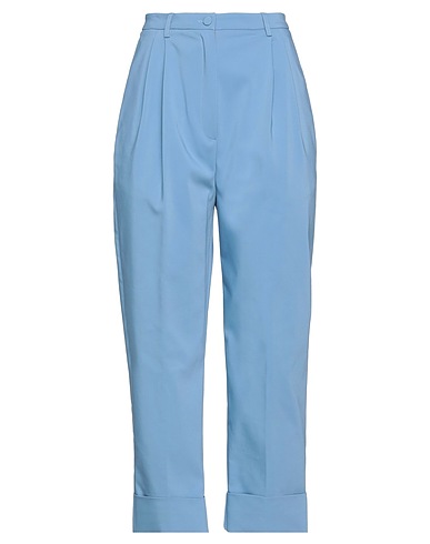 HEBE STUDIO Casual pants Pastel blue 62% Cotton, 33% Polyester, 5% Elastane
