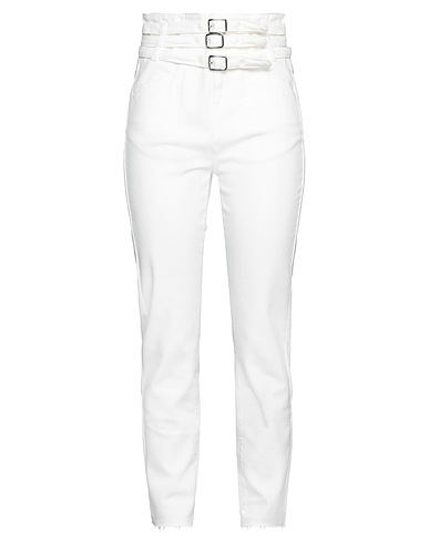 GAëLLE Paris Denim trousers White 99% Cotton, 1% Elastane
