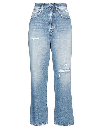 (+) PEOPLE Denim pants Blue 67% Cotton, 33% Linen