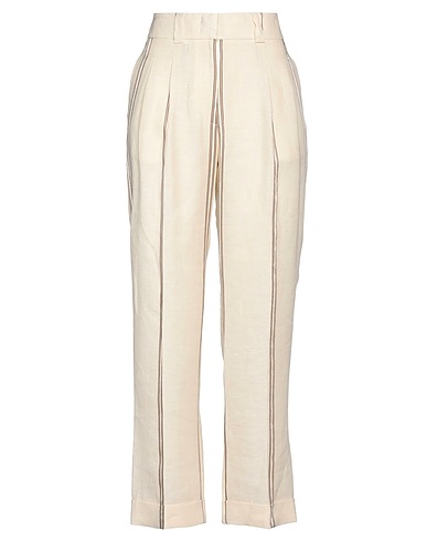 PESERICO Casual trouser Ivory 90% Linen, 10% Viscose