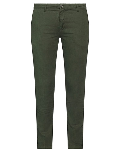 LES COPAINS Casual pants Dark green 98% Cotton, 2% Elastane