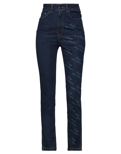 GIULIA N COUTURE Denim trousers Blue 99% Cotton, 1% Elastane