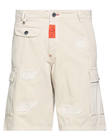 PHILIPP PLEIN Denim shorts Beige 100% Cotton