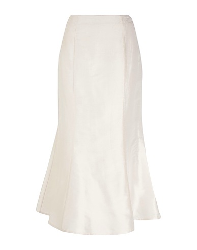 8 by YOOX Midi skirt SILK-SHANTUNG HIGH-WAIST FLARED MIDI SKIRT
 Ivory 100% Silk