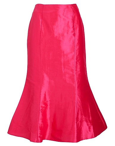 8 by YOOX Midi skirt SILK-SHANTUNG HIGH-WAIST FLARED MIDI SKIRT
 Fuchsia 100% Silk