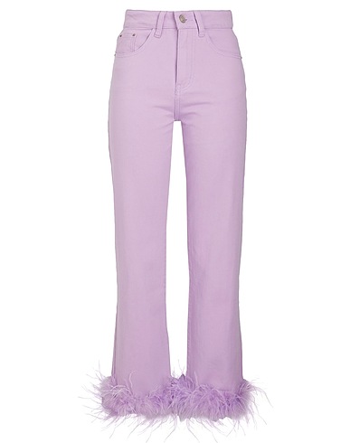 8 by YOOX Denim trousers STRAIGHT-FIT JEANS W/ EMBELLISHED HEM

 Lilac 100% Organic cotton
