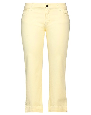 SPACE SIMONA CORSELLINI Denim trousers Pastel yellow 98% Cotton, 2% Elastane
