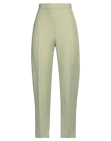 ANTONELLI Casual pants Sage green 50% Linen, 50% Viscose