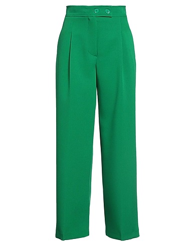 VICOLO Casual trouser Green 96% Polyester, 4% Elastane, Acetate, Viscose