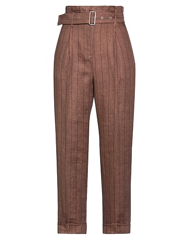 PESERICO Casual pants Brown 100% Linen