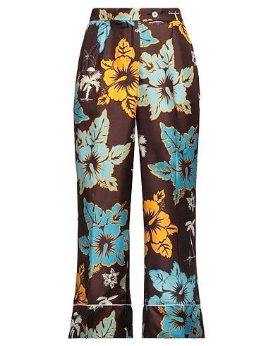 BEATRICE .B Casual trouser Chocolate brown 100% Silk