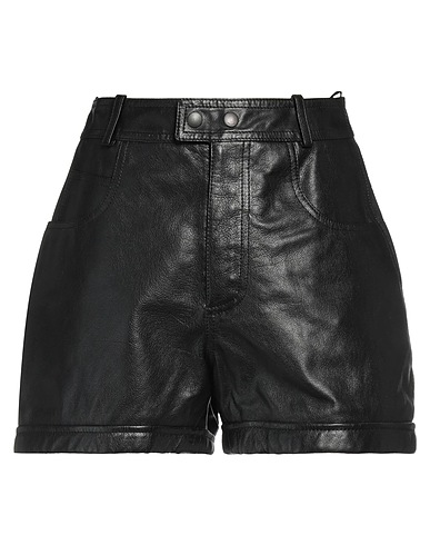 SAINT LAURENT Shorts & Bermuda Black Buffalo leather
