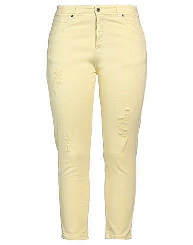 MOTEL Denim trousers Pastel yellow 97% Cotton, 3% Elastane