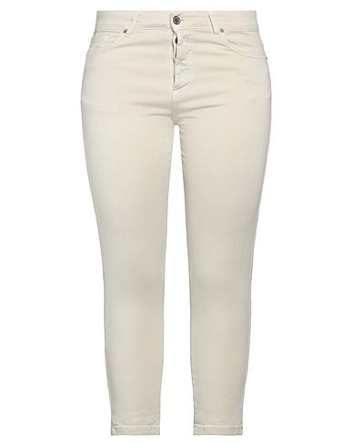 SOUVENIR Denim pants Ivory 97% Cotton, 3% Elastane