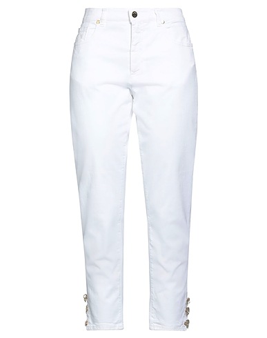 ANGELO MARANI Denim trousers White 97% Cotton, 3% Elastane