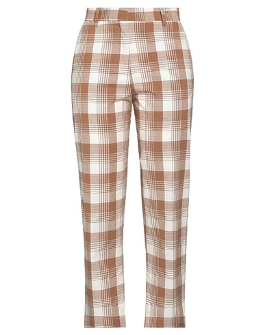 OTTOD'AME Casual trouser Brown 47% Cotton, 47% Polyester, 5% Linen, 1% Elastane
