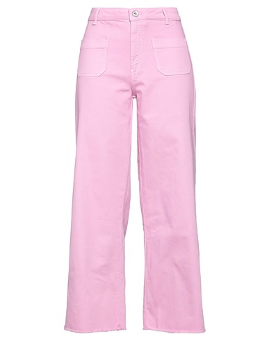 OTTOD'AME Denim trousers Pink 98% Cotton, 2% Elastane