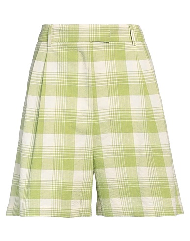 OTTOD'AME Shorts & Bermuda Light green 47% Cotton, 47% Polyester, 5% Linen, 1% Elastane