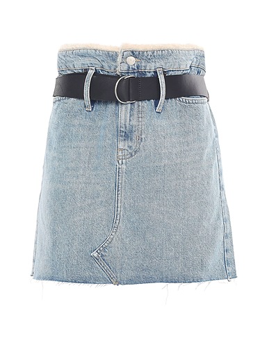 IRO Denim skirt Blue 100% Cotton, Lambskin