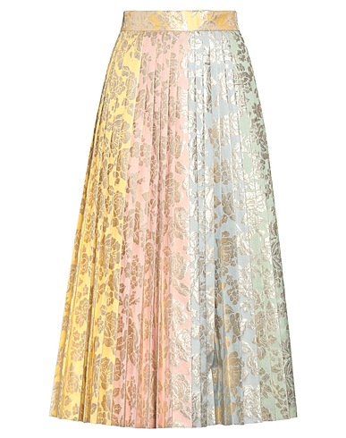 DOLCE&GABBANA Midi skirt Pastel yellow 50% Polyester, 35% Acetate, 15% Metallic Polyester